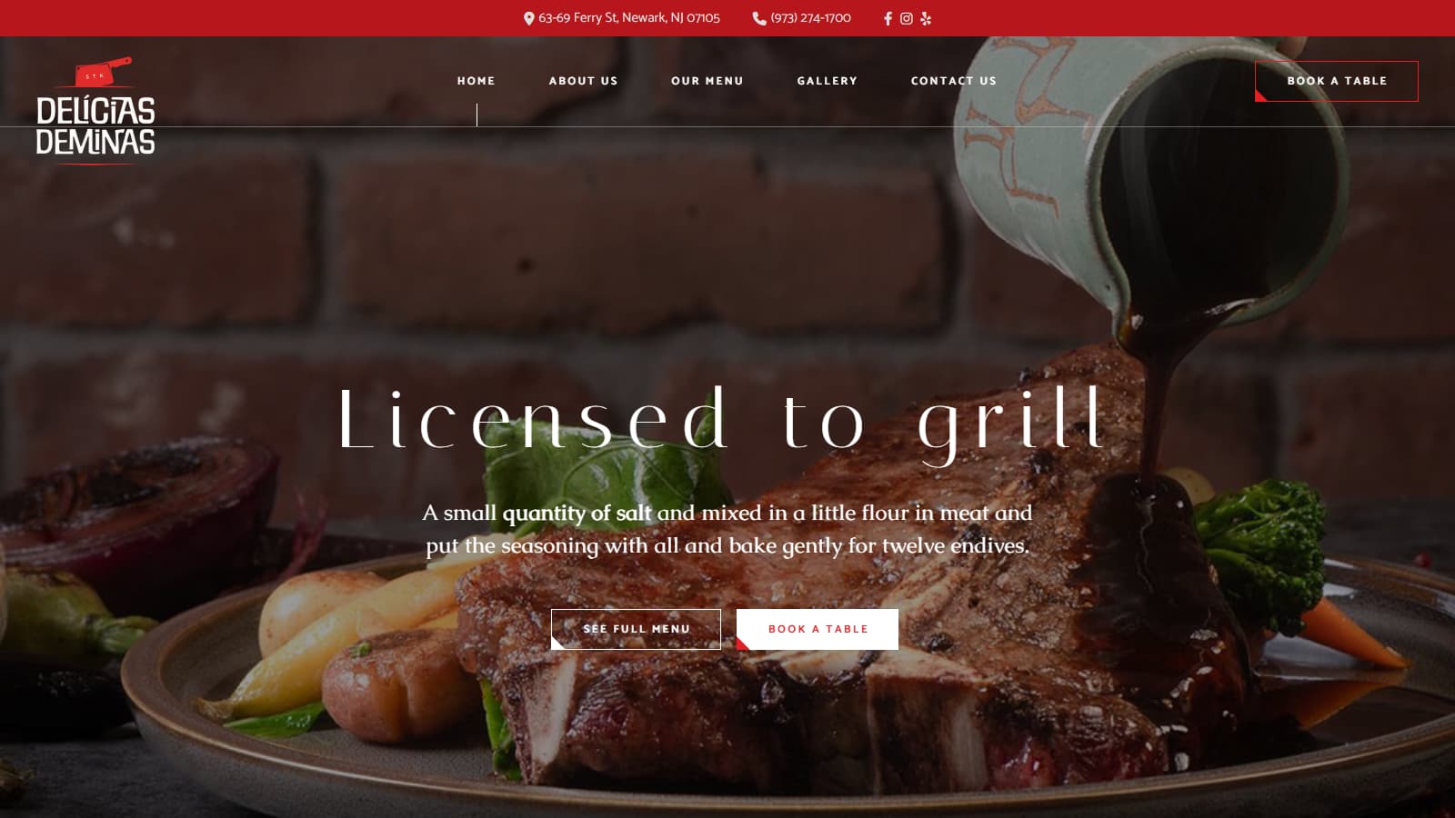 Delicias De Minas STK homepage desktop design as delivered