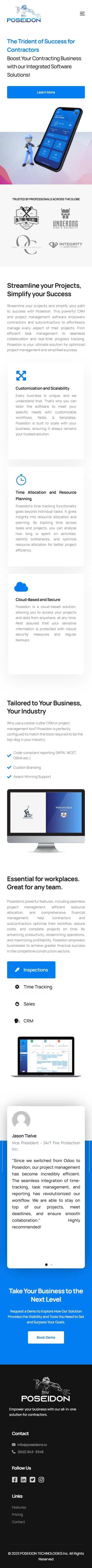 POSEIDON homepage mobile layout