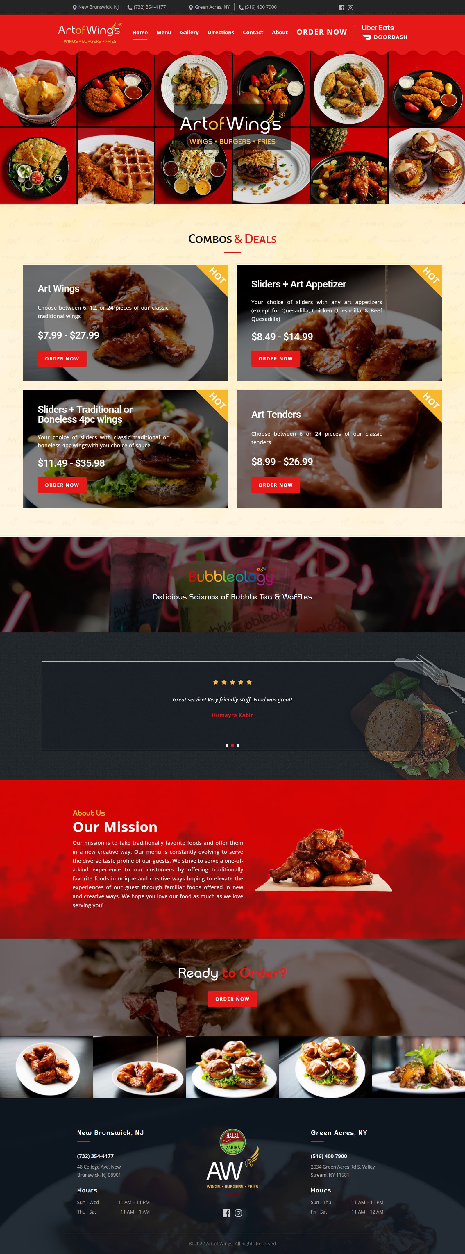 Art of Wings homepage desktop design