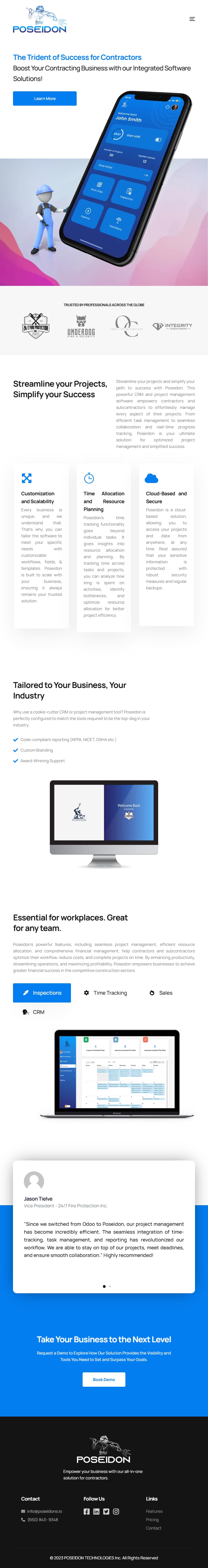 POSEIDON homepage tablet layout