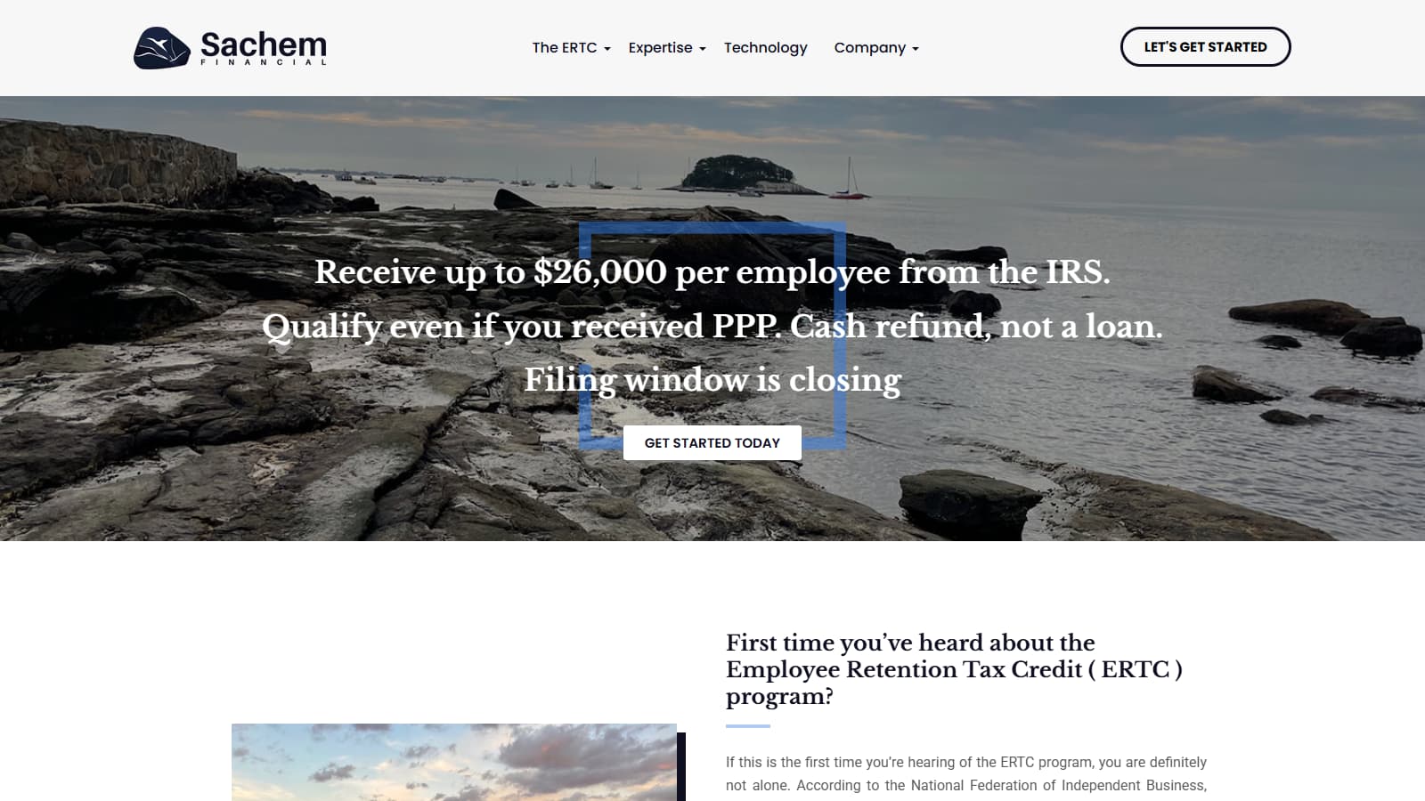 Sachem Financial homepage desktop design as delivered