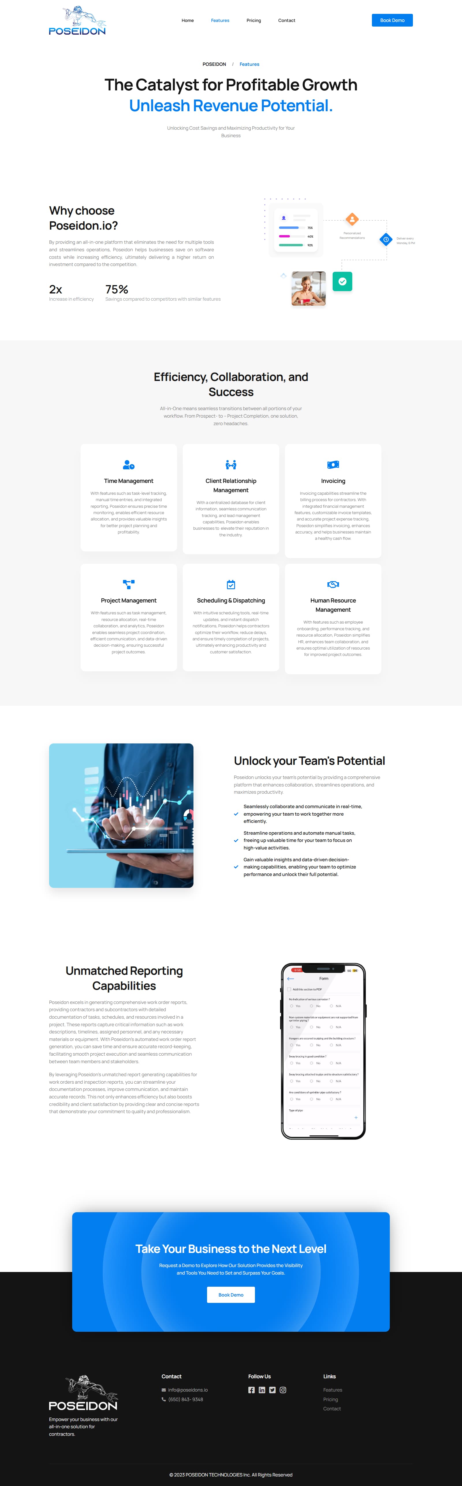 POSEIDON Features page desktop design