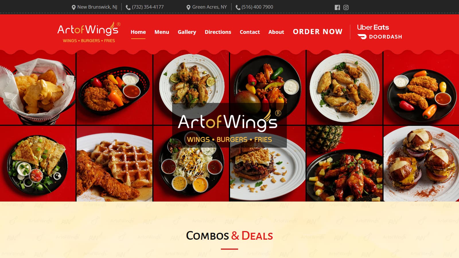Art of Wings homepage desktop design as delivered