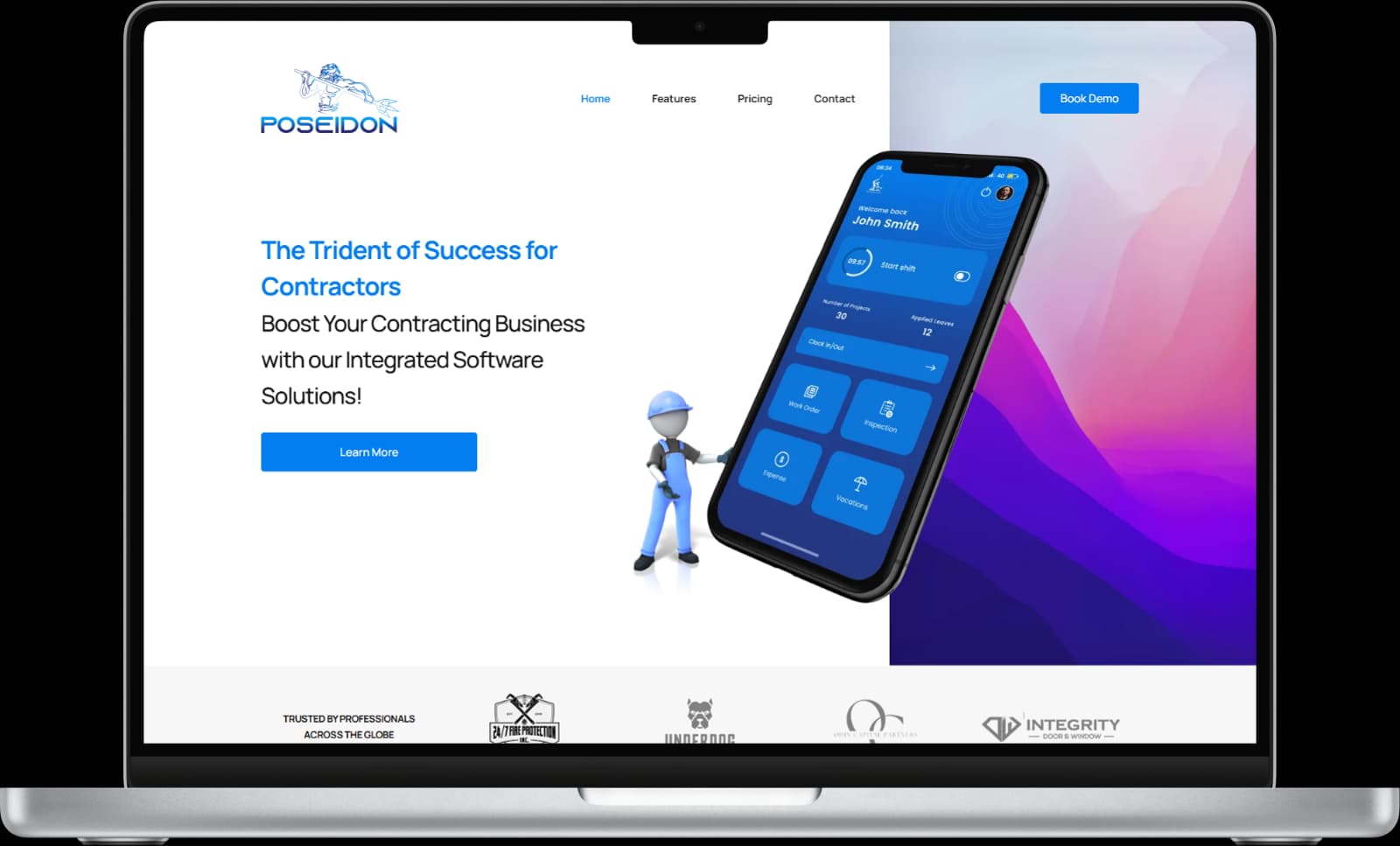 POSEIDON website as delivered displayed on a MacBook