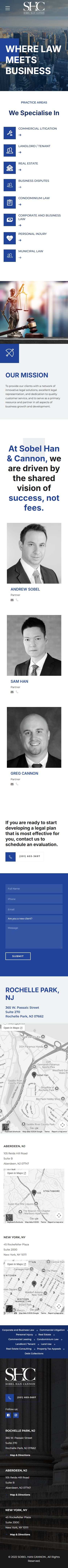 Sobel Han & Cannon homepage mobile layout