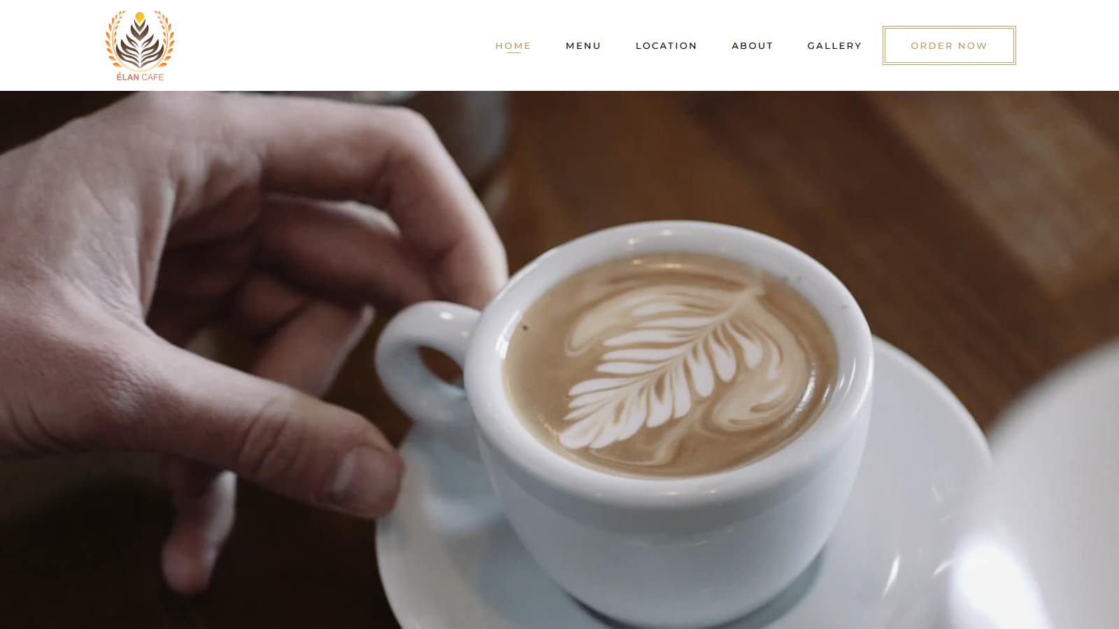 Elan Cafe homepage desktop design as delivered