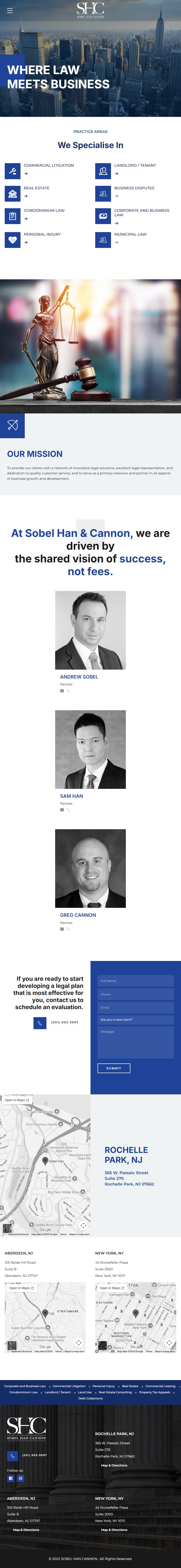 Sobel Han & Cannon homepage tablet layout