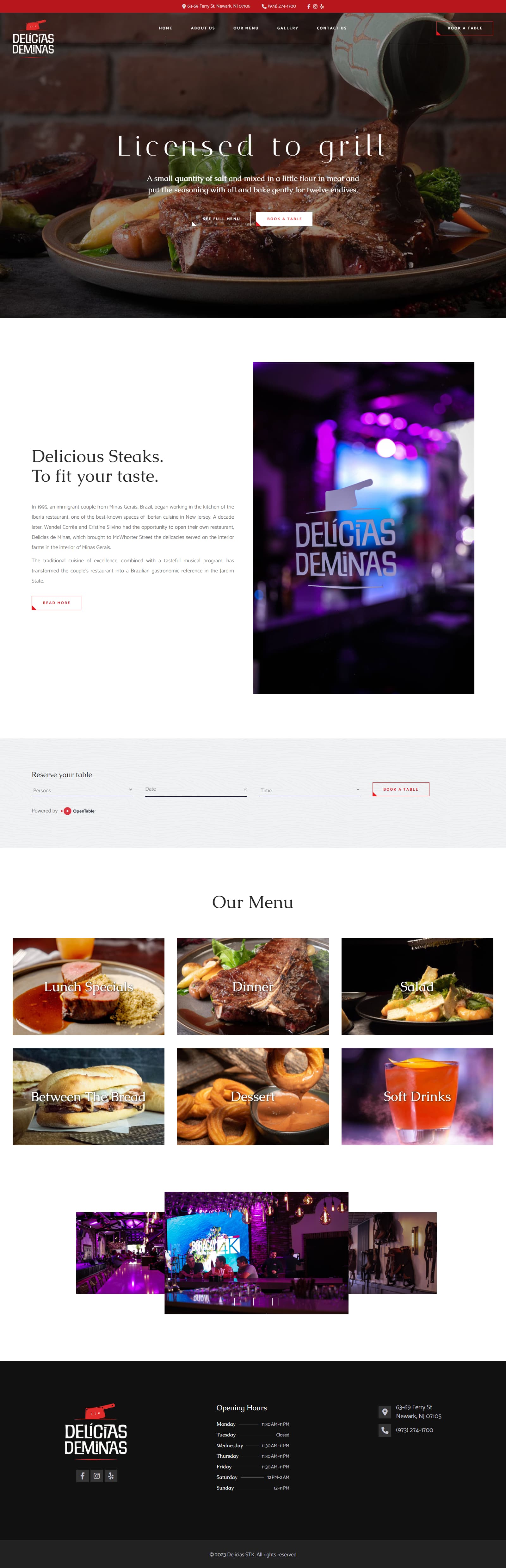 Delicias De Minas STK homepage desktop design