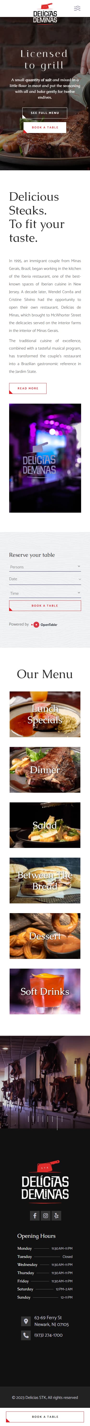 Delicias De Minas STK homepage mobile layout