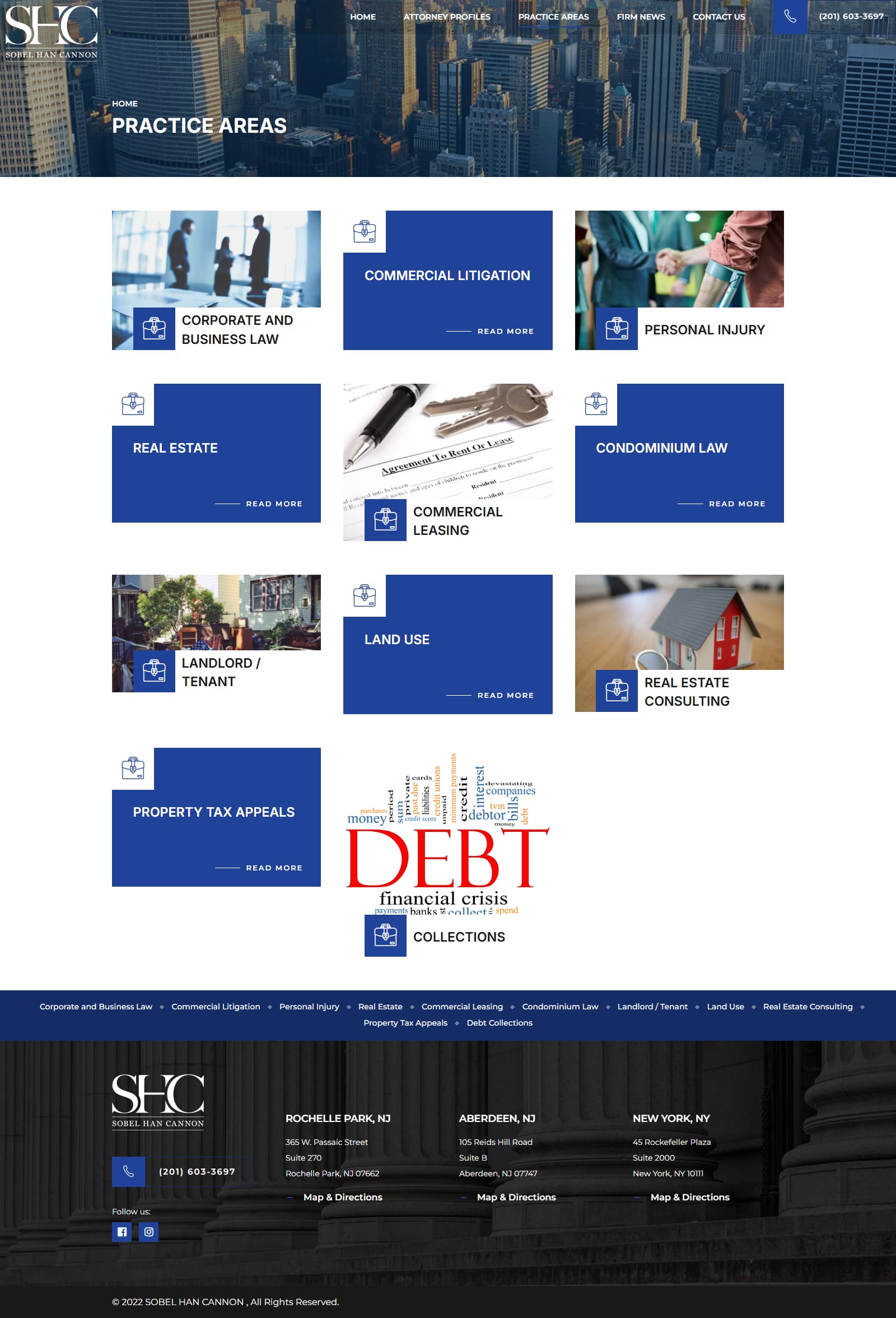 Sobel Han & Cannon Practice Areas page desktop design
