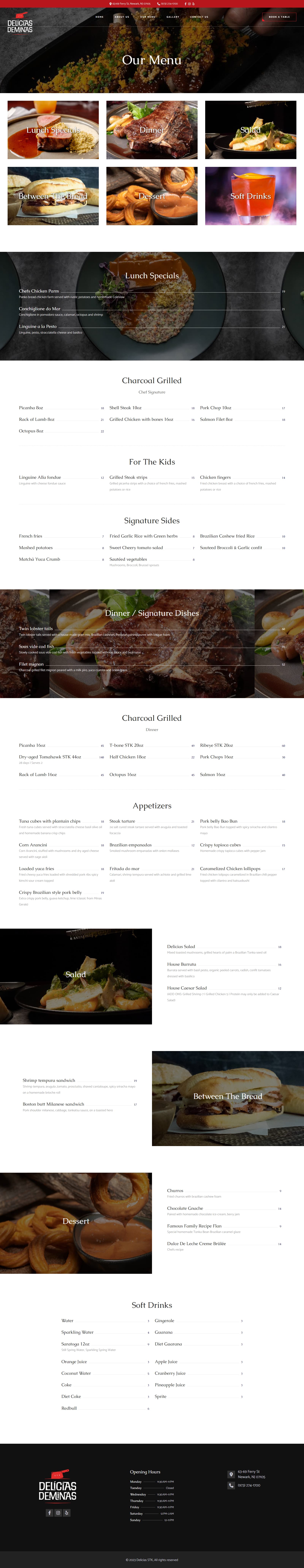 Delicias De Minas STK Menu page desktop design